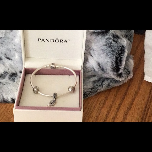 Pandora sterling bracelet with charms - Picture 1 of 1